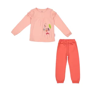 ست تی شرت آستین بلند و شلوار دخترانه آدمک مدل 2171278-80