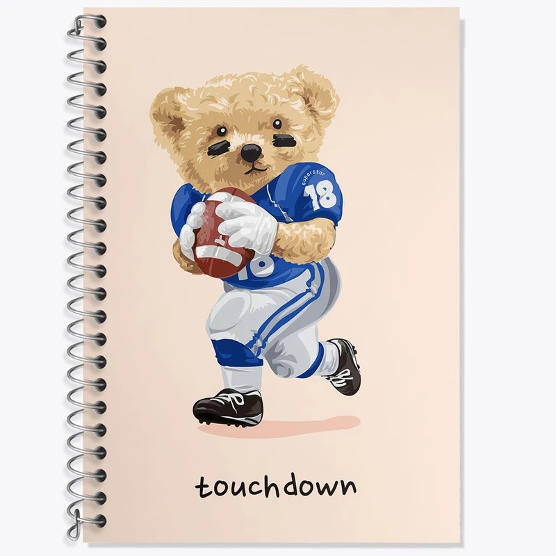 دفتر زبان 50 برگ خندالو مدل دو خط طرح تدی Teddy کد 26160