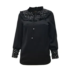 بلوز آستین بلند زنانه مدل شکوفه کد 10274 رنگ مشکی