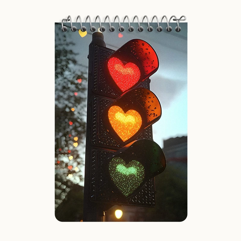 دفتر یادداشت 50 برگ خندالو طرح چراغ راهنمایی و رانندگی قلبی کد F9936