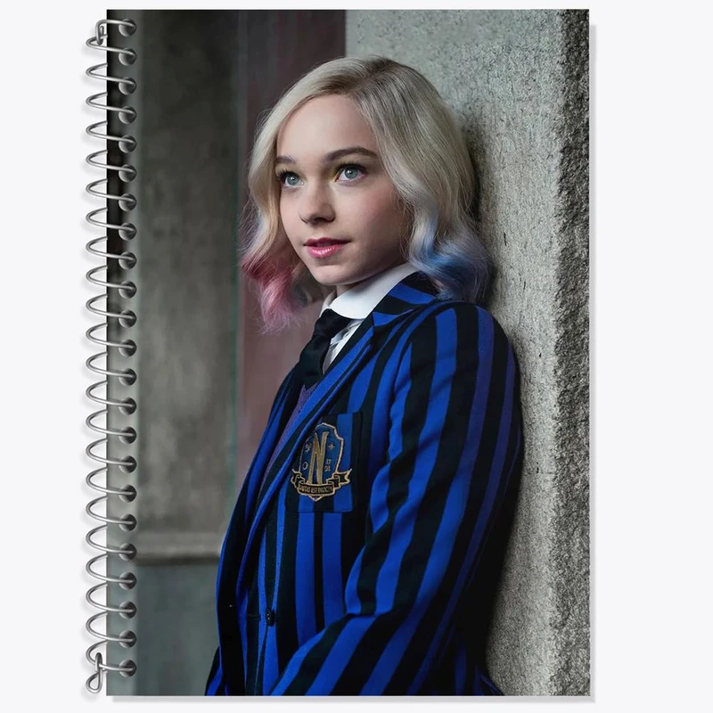 دفتر زبان 50 برگ خندالو مدل دو خط طرح ایند ونزدی Wednesday کد 22038