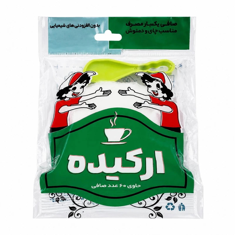 فیلتر چای ارکیده مدل کیسه ای بسته 60 عددی به همراه قاشق