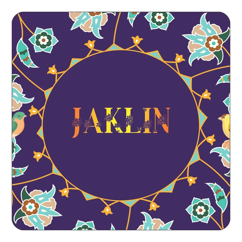 مگنت کاکتی طرح اسم ژاکلین jaklin مدل گل و بلبل کد mg14280