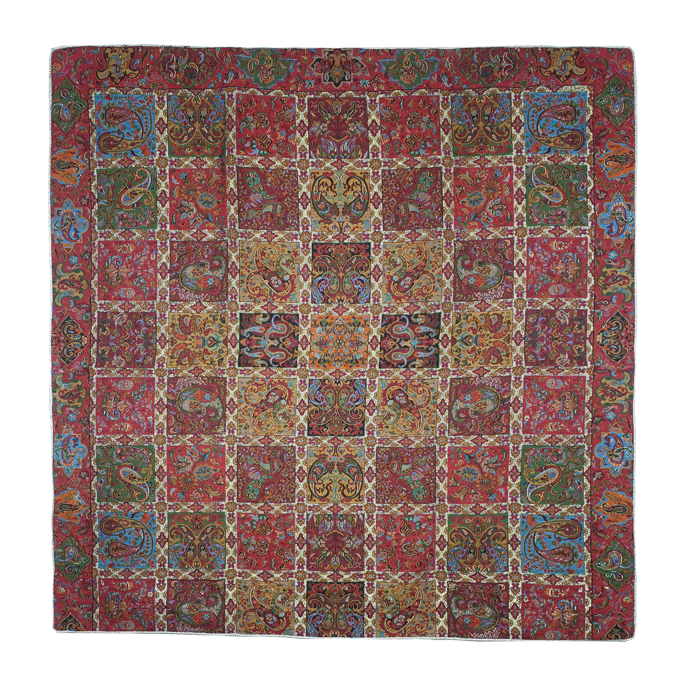 رومیزی ترمه ابریشمی مدل خشتی  کد RD1-1