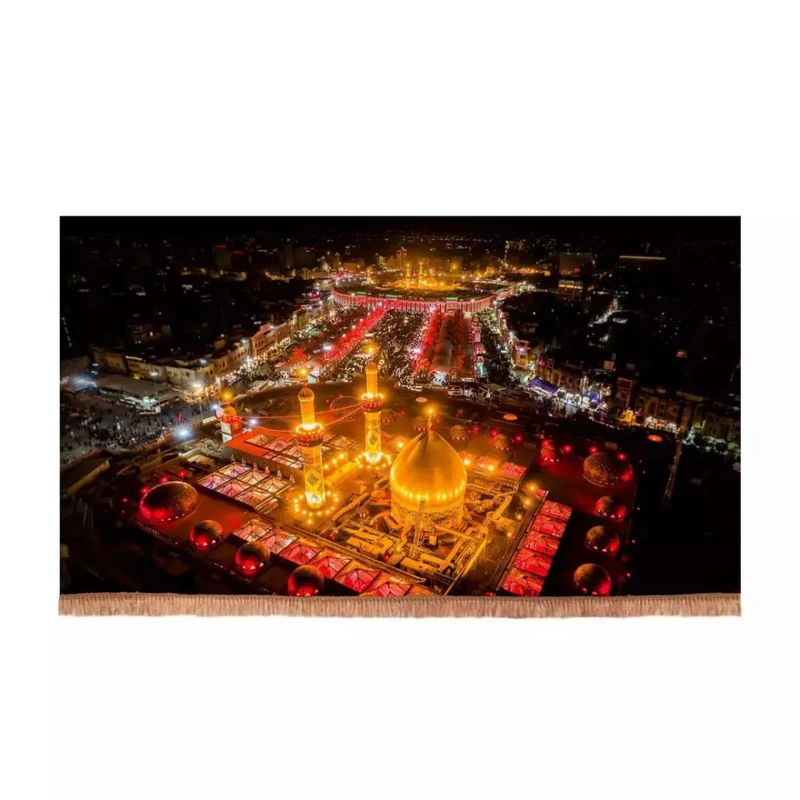 پرچم خدمتگزاران مدل کتیبه محرم طرح کربلا و بین الحرمین کد 40002945