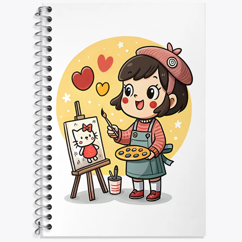 دفتر نت موسیقی 50 برگ خندالو طرح دختر نقاش کد F8045