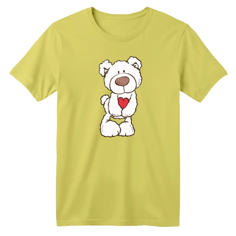 تی شرت آستین کوتاه یقه گرد بچگانه مدل خرس قلبی