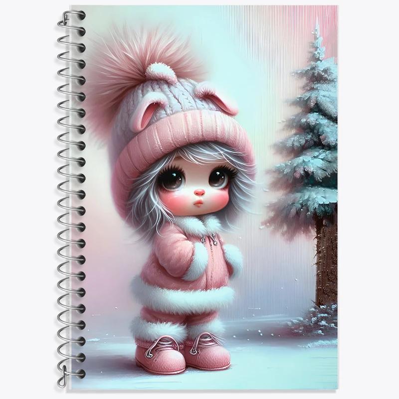 دفتر زبان 50 برگ خندالو مدل دو خط طرح دختر کیوت و بامزه کد F7133