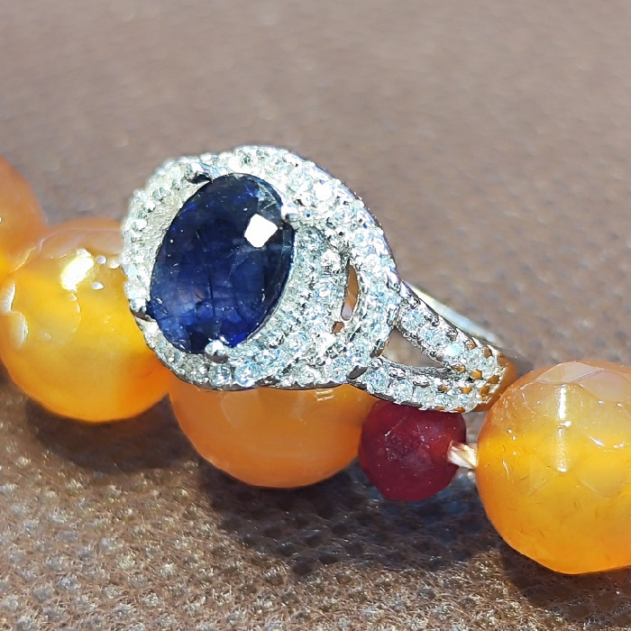 انگشتر نقره زنانه مدل یاقوت کبود آفریقایی کد 4009