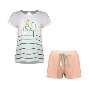 ست تی شرت آستین کوتاه و شلوارک زنانه ناربن مدل 1521691-3164 رنگ سالمون روشن