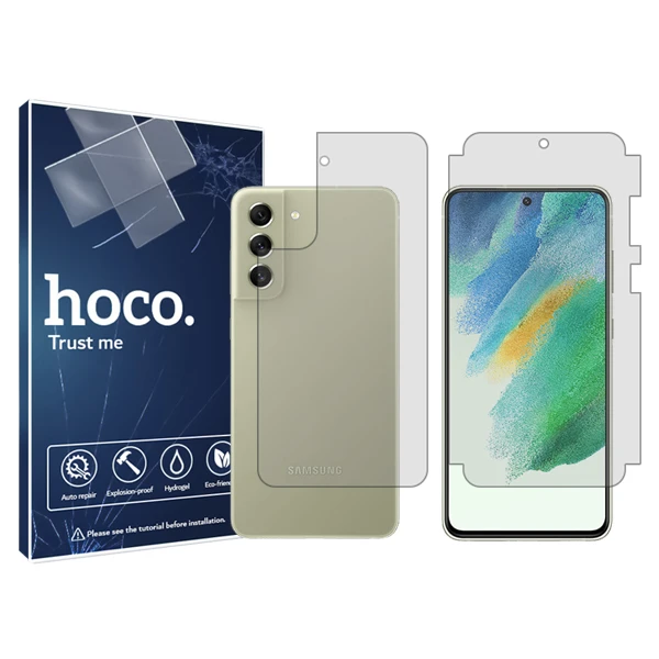 محافظ صفحه نمایش شفاف هوکو مدل HyGEL مناسب برای گوشی موبایل سامسونگ Galaxy S21 FE همراه محافظ پشت گوشی
