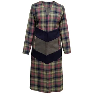 پالتو زنانه طرح چهار خانه مدل خورشید کد 1002 رنگ طوسی