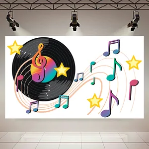 تابلو بوم طرح مخمل مدل نت موسیقی و صفحه گرامافون کد PD2091