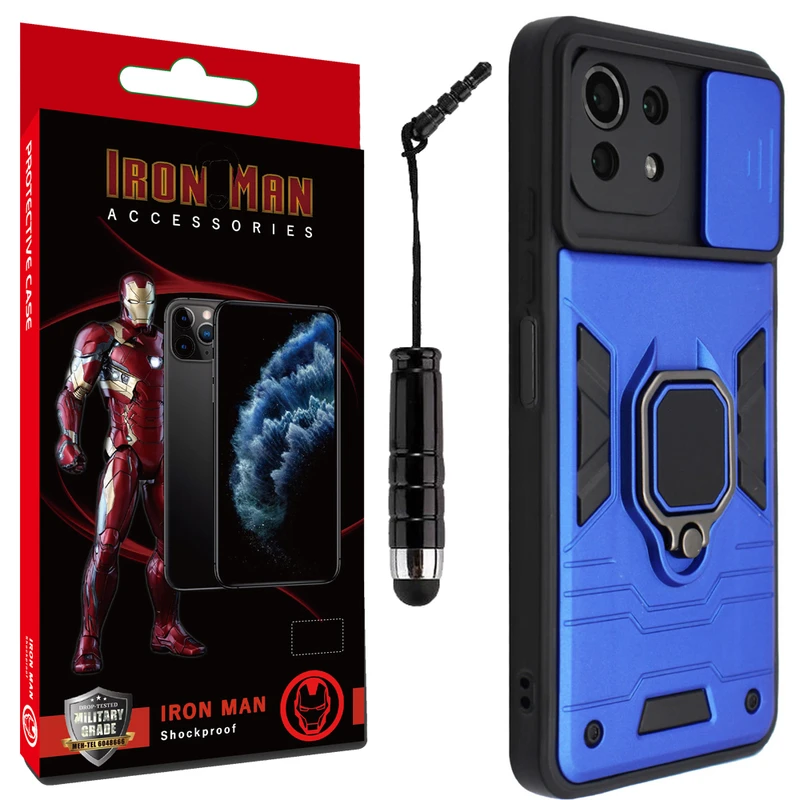 کاور آیرون من مدل BATMAN III مناسب برای گوشی موبایل شیائومی Redmi Mi 11 Lite همراه با قلم لمسی