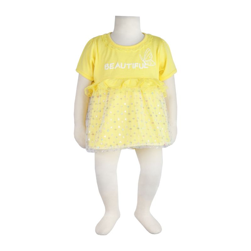 ست پیراهن و شورت نوزادی دخترانه آدمک مدل پروانه کد 127400 رنگ لیمویی -  - 6