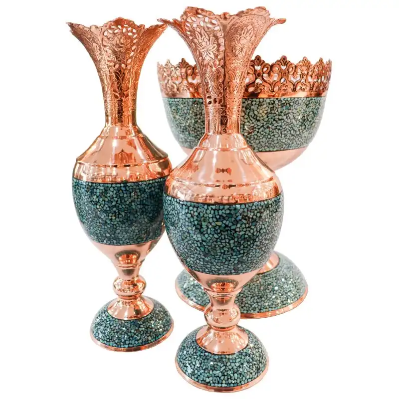 ست 3 تکه آجیل خوری و سنبلدان فیروزه کوبی مدل F057 کد F066