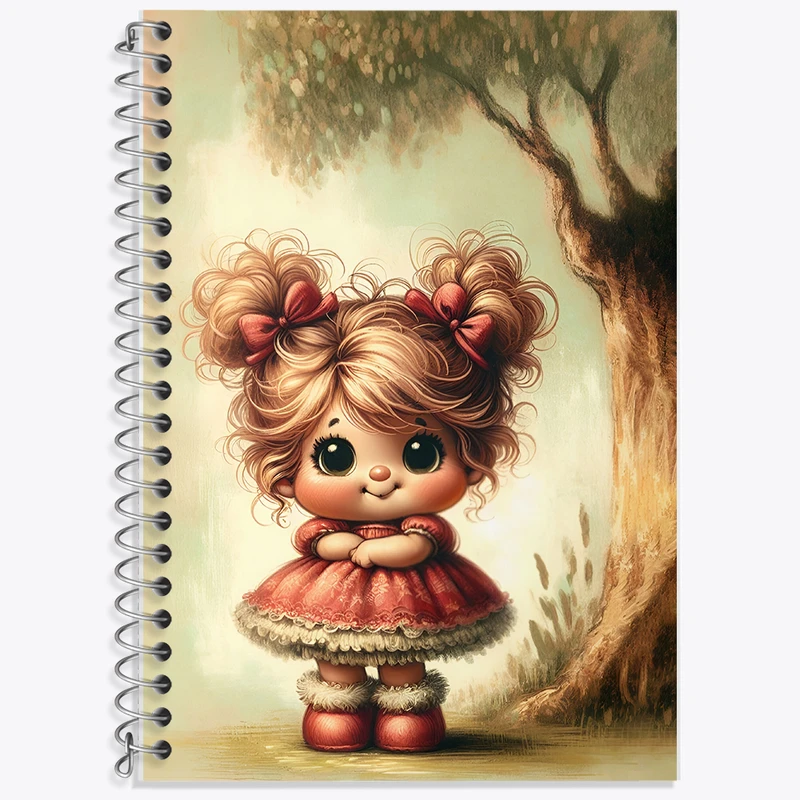 دفتر زبان 50 برگ خندالو مدل دو خط طرح دخترانه کیوت کد F5541