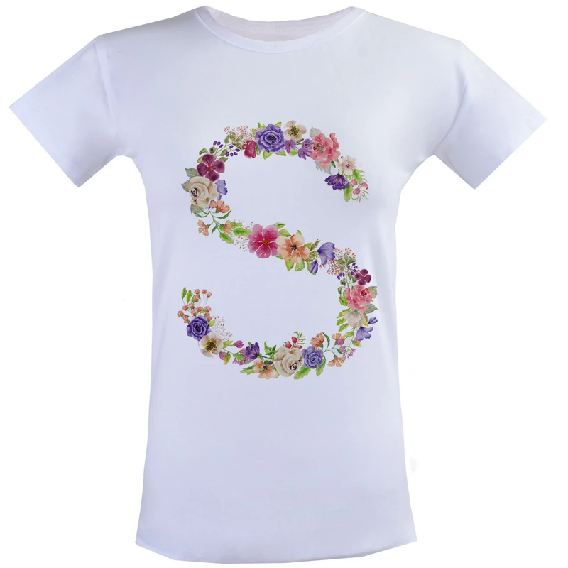 تی شرت آستین کوتاه زنانه مدل حرف S کد ZV15