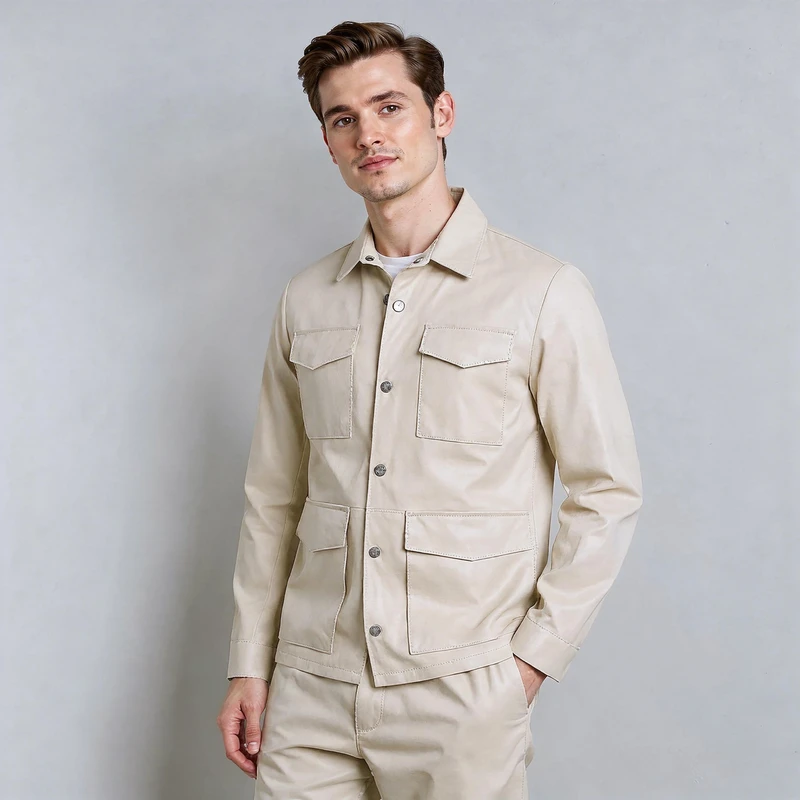 کت چرم مردانه کروم مدل 2420710