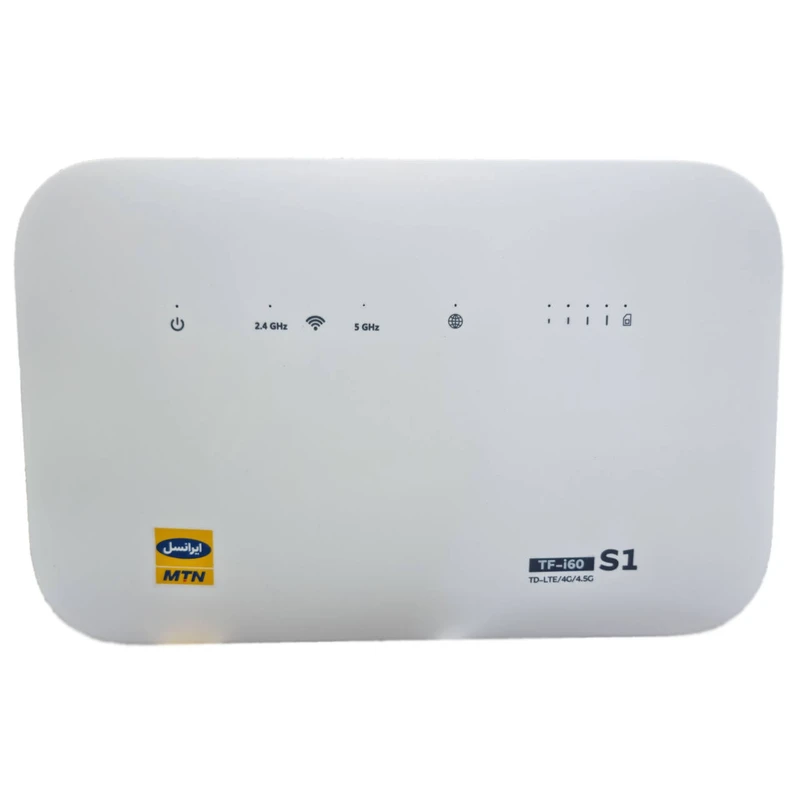 مودم 4G/TD-LTE ایرانسل مدل TF-i60 S1 با سیم کارت دو قلو به همراه 480 گیگابایت اینترنت یک ساله و 45 گیگابایت اینترنت 6 ماهه و 2 عدد سیم کارت دائمی طلایی