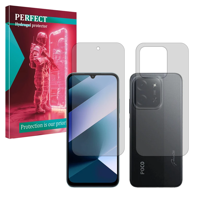 محافظ صفحه نمایش مات پرفکت مدل Tough مناسب برای گوشی موبایل شیائومی Poco C85 4G به همراه محافظ پشت گوشی