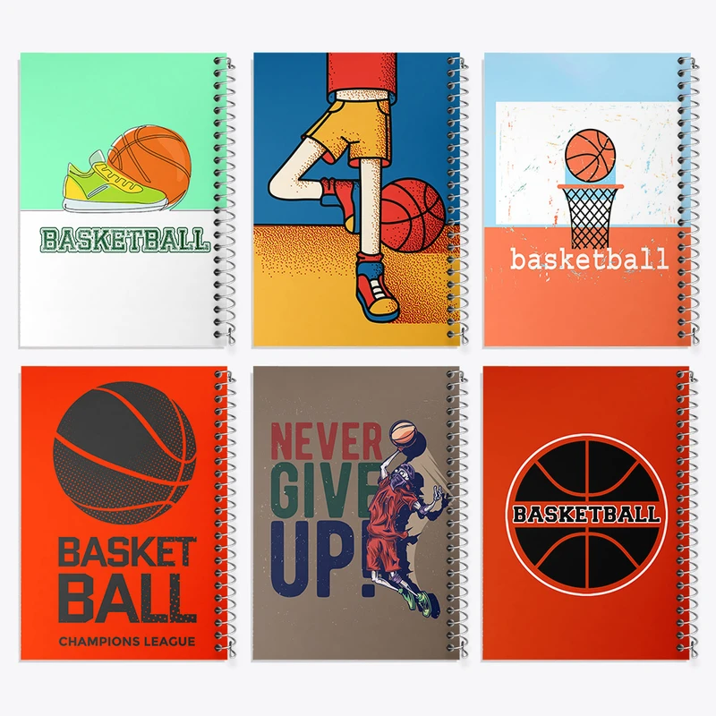 دفتر مشق 50 برگ خندالو طرح بسکتبال (Basketball) کد 380 مجموعه 6 عددی