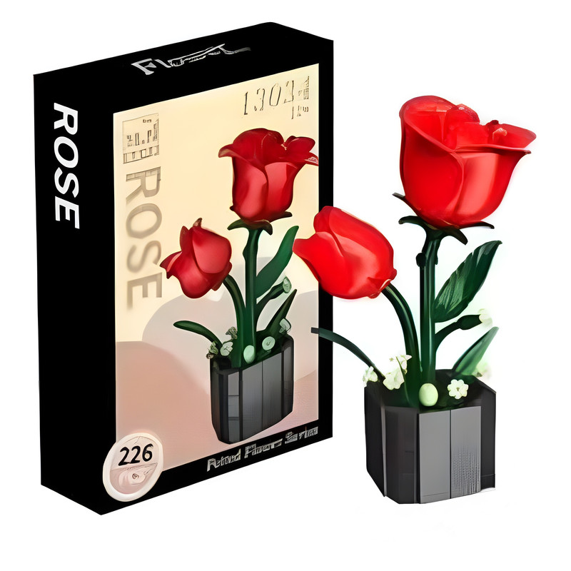 ساختنی 1109 تکه مدل گلدان گلهای رز آفتاب گردان سنبل و سوسن کد 13034 مجموعه 4 عددی