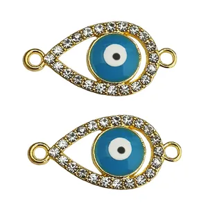 آویز دستبند مدل چشم و نظر اشک نگین دار AD398 مجموعه دو عددی