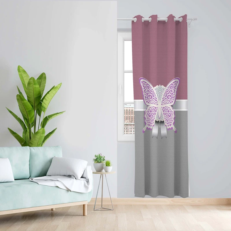 پرده طرح پروانه مدل مخمل پانچی کد 5120aL z سایز 140x200 سانتی متر