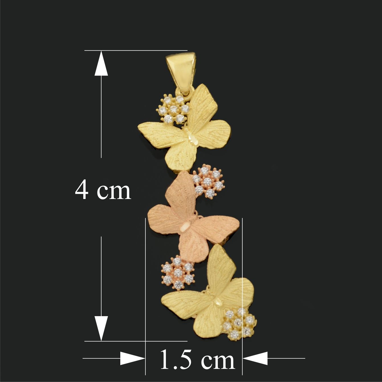 نیم ست طلا 18 عیار زنانه طلای مستجابی مدل گل و پروانه کد 670137 -  - 3