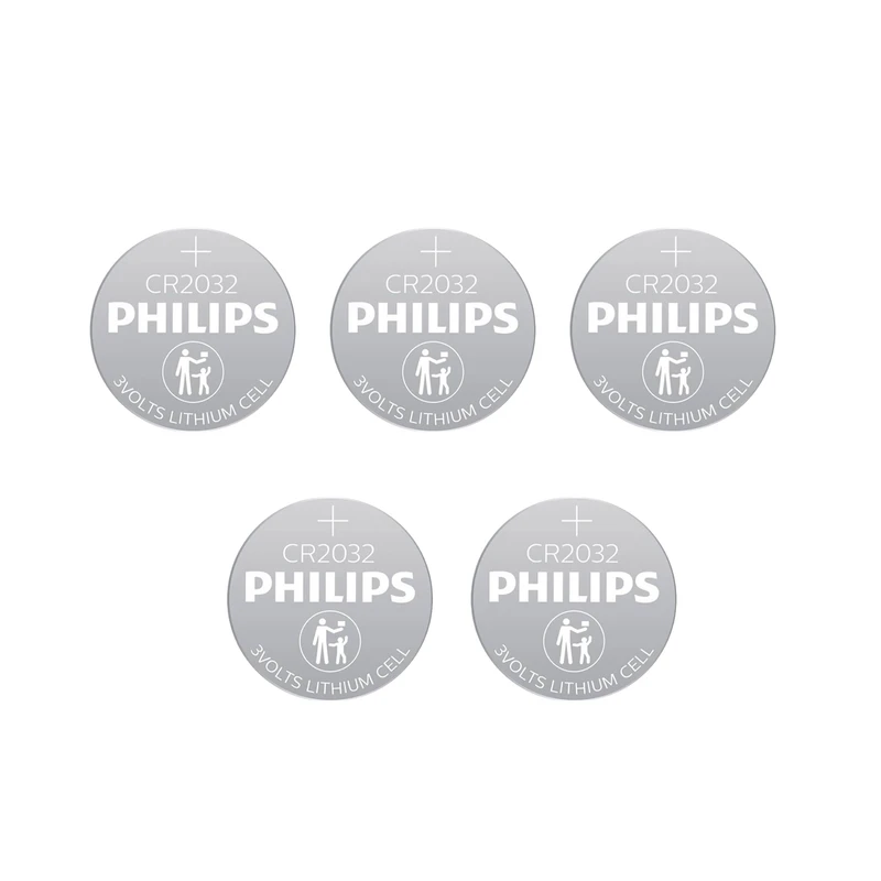 باتری سکه ای فیلیپس مدل CR2032 بسته ۵ عددی