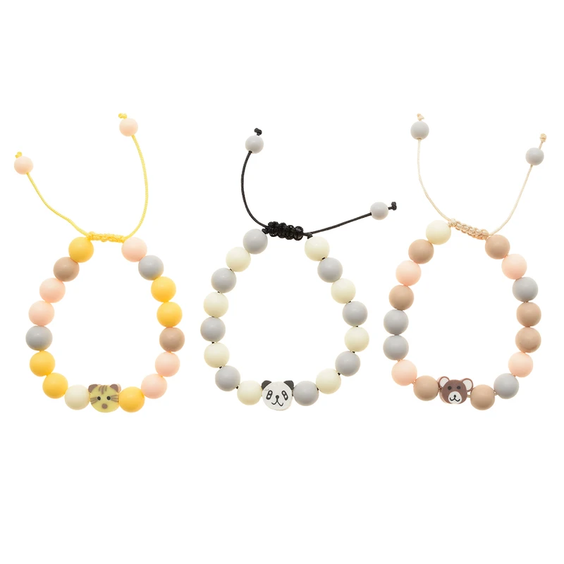 دستبند دخترانه دلنار گالری مدل پاندا و تدی بسته 3 عددی