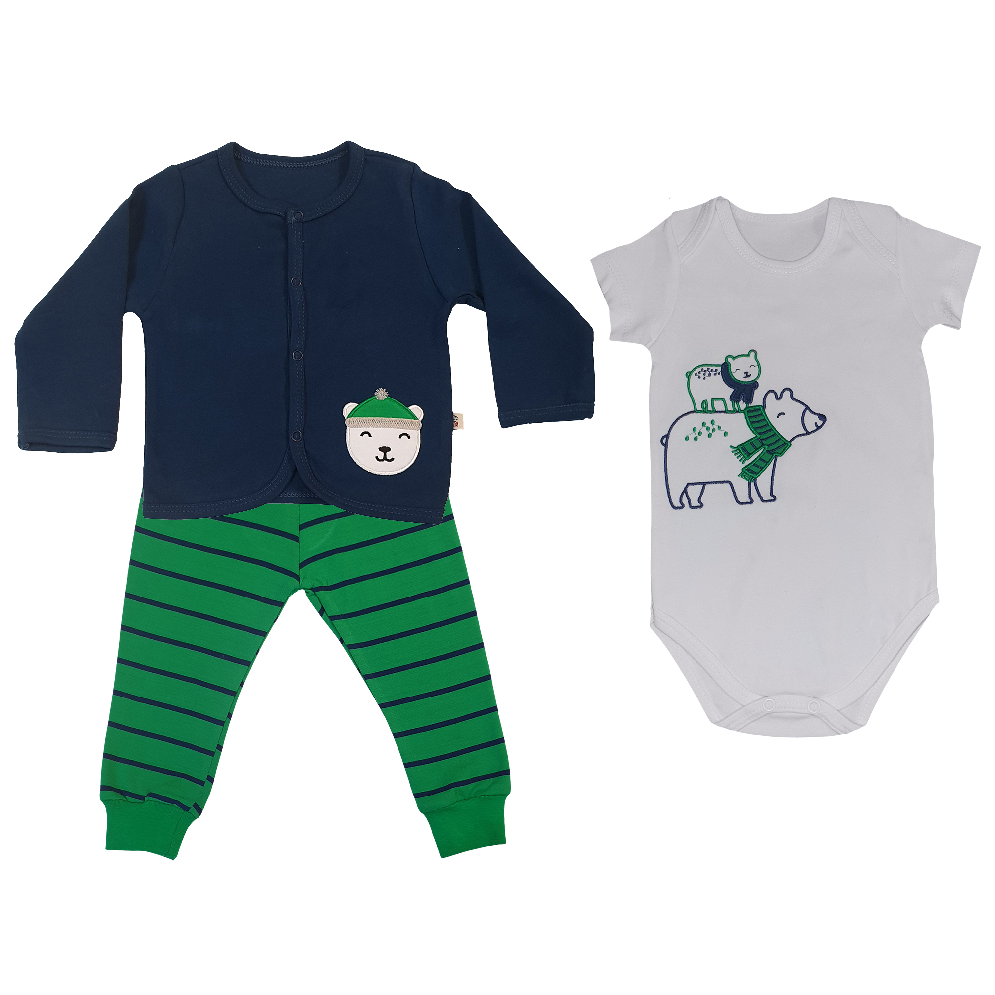 ست 3 تکه لباس نوزادی وچیون مدل Bbear B-G