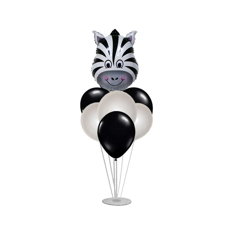 بادکنک سورتک مدل گورخر مجموعه 7 عددی به همراه استند بادکنک