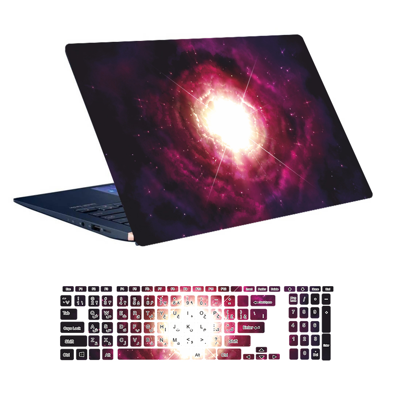 استیکر لپ تاپ توییجین و موییجین طرح Space کد 40 مناسب برای لپ تاپ 15.6 اینچ به همراه برچسب حروف فارسی کیبورد