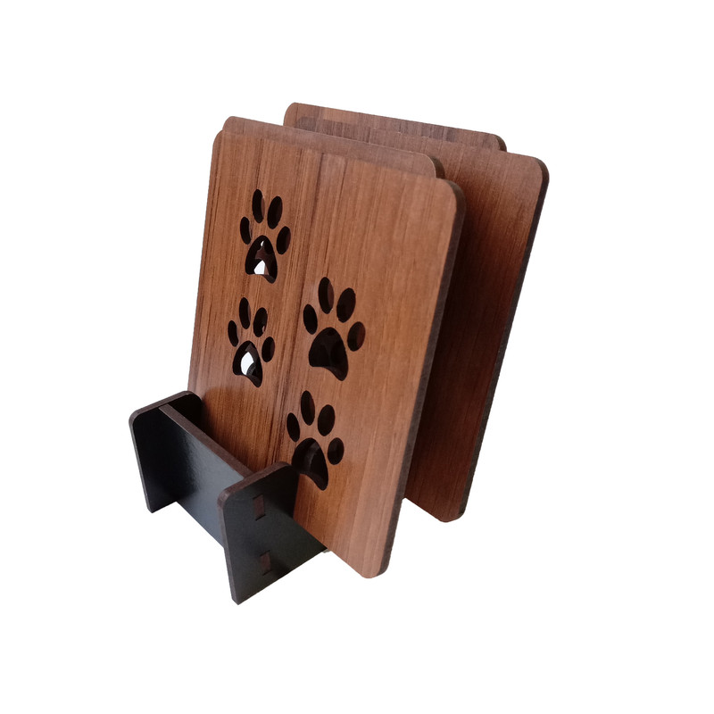 زیر لیوانی مدل مربعی طرح پنجه گربه مجموعه 4 عددی