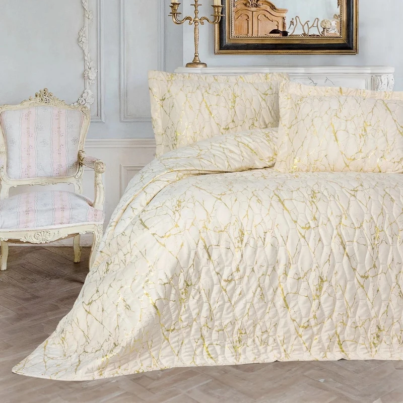 سرویس روتختی دو نفره 3 تکه کاتن باکس مدل Smart Yatak Ortusu Destello Krem C.K