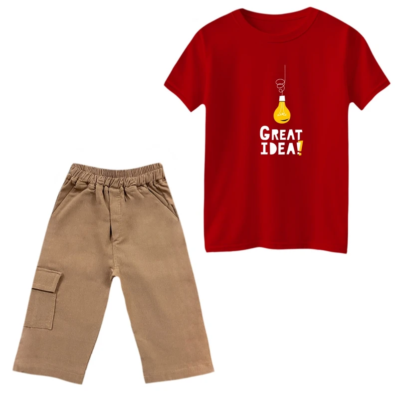 ست تی‌شرت و شلوارک پسرانه مدل ایده بزرگ