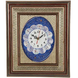 ساعت خاتم اثر کروبی با صفحه میناکاری شده طرح اسلیمی آبی و سفید