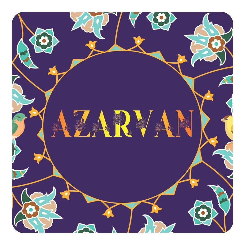 مگنت کاکتی طرح اسم آذروان azarvan مدل گل و بلبل کد mg12082