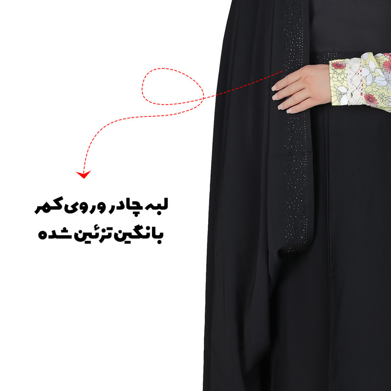 چادر قجری مدل حسنی نگین دار ابریشم