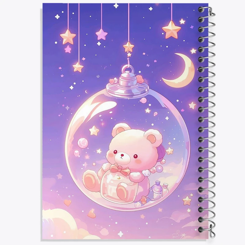 دفتر ژورنال نویسی 50 برگ خندالو مدل نقطه ای طرح خرس کیوت و بامزه کد N1736