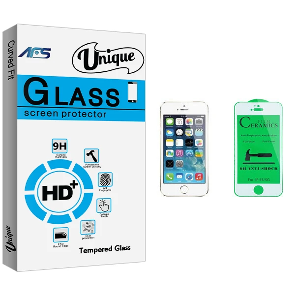 محافظ صفحه نمایش سرامیکی ای اف اس مدل Unique Glass مناسب برای گوشی موبایل اپل iPhone 5s