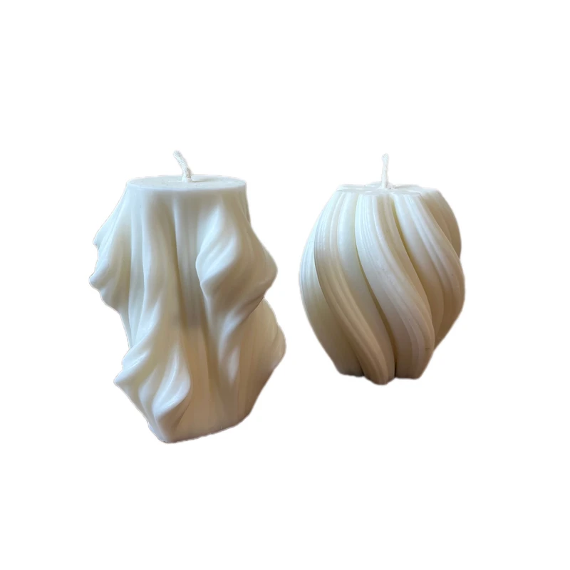 شمع دست‌ساز بدون‌بو مدل گیسو و اسپیرال زمان اتمام 5 ساعت مجموعه 2 عددی