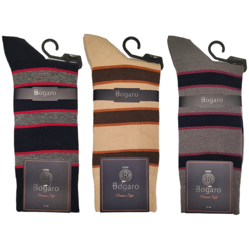 جوراب ساق بلند مردانه بوگارو مدل 10002 بسته سه عددی