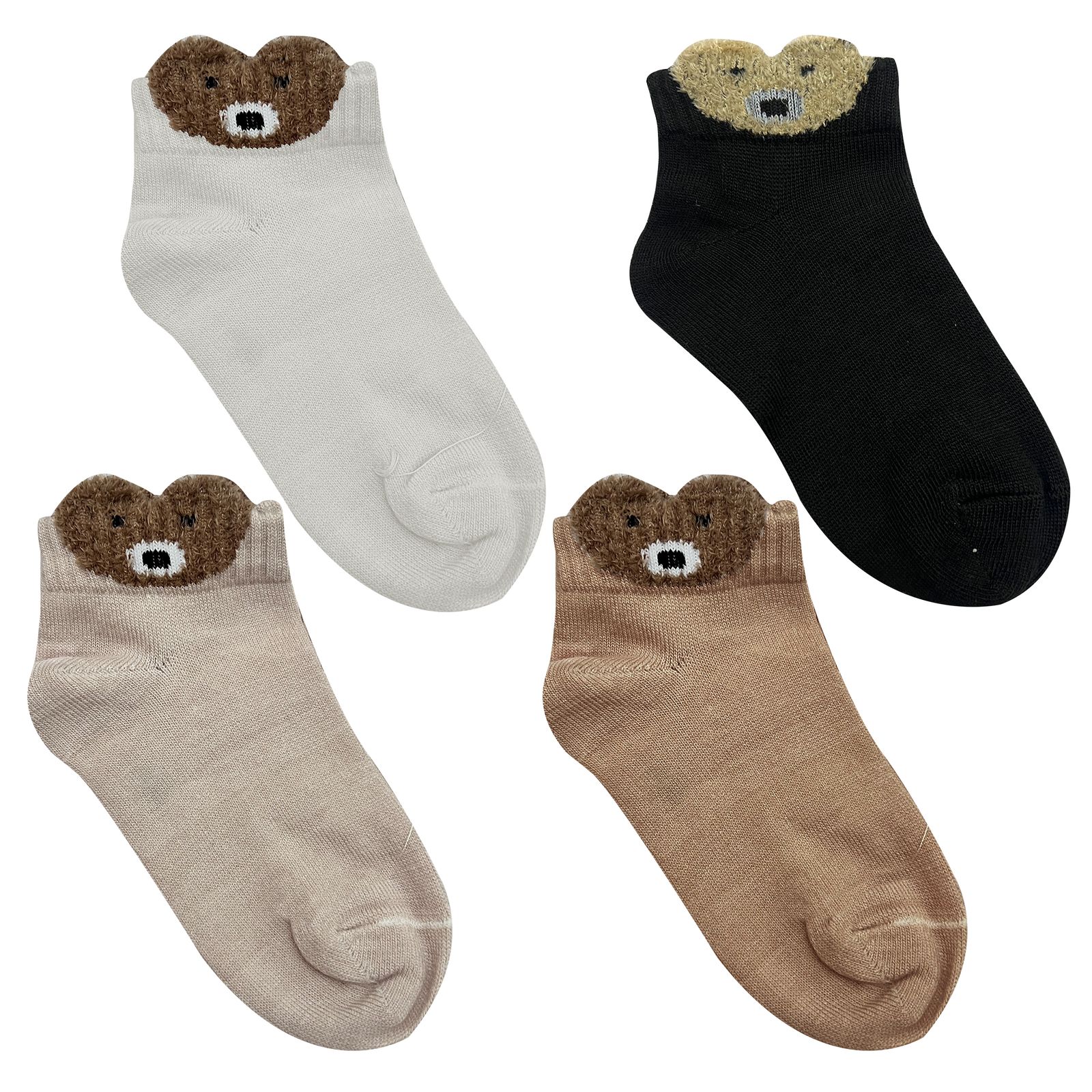 جوراب پسرانه تن پوش هنگامه مدل بوکله خرس گوش دار بسته 4 عددی -  - 1