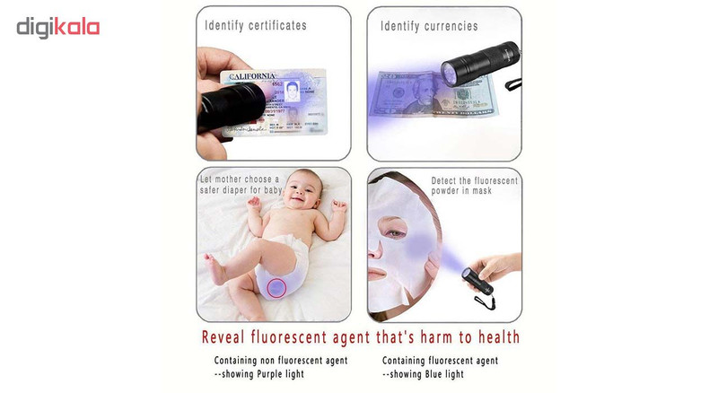 چراغ قوه UV فلیکسبل مدل UV blacklight 12LED
