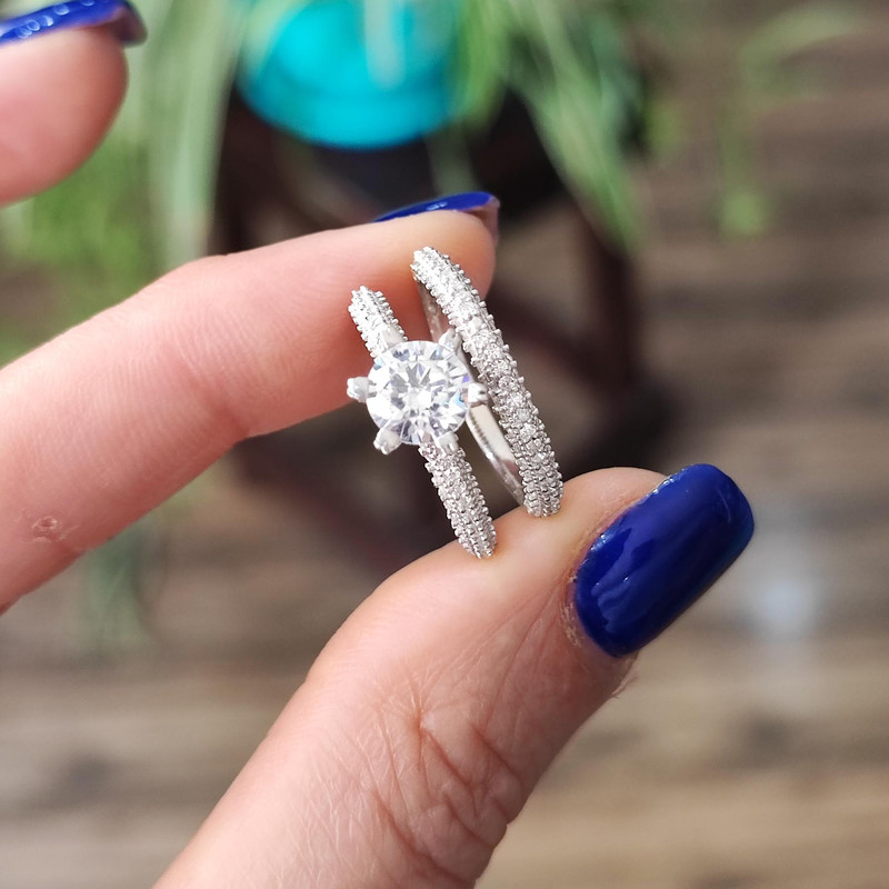 ست حلقه و پشت حلقه نقره زنانه مدل JW5062