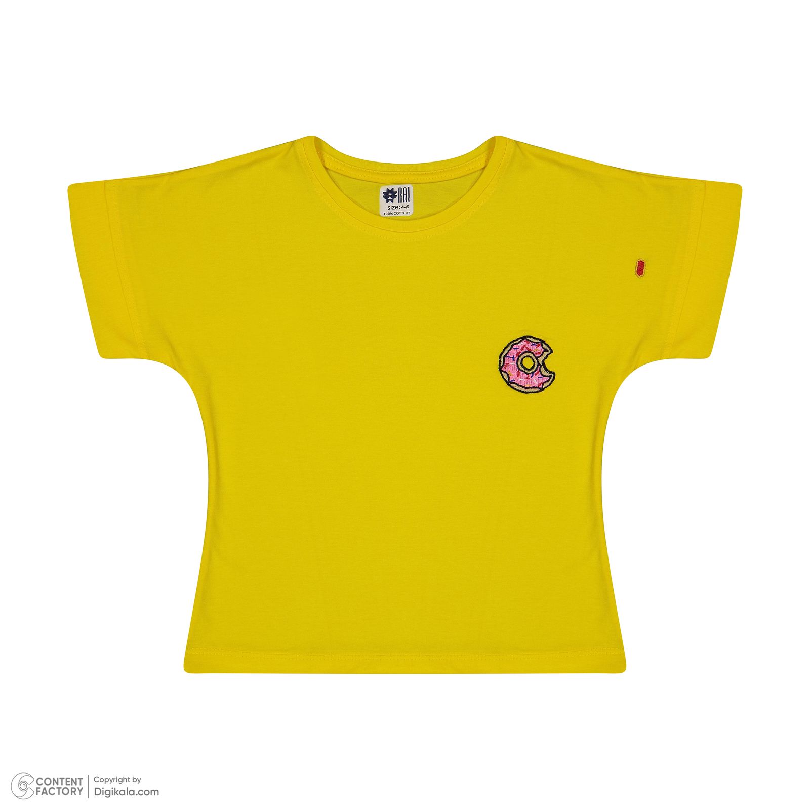 تی شرت آستین کوتاه دخترانه مادر مدل دونات-16 رنگ زرد -  - 2