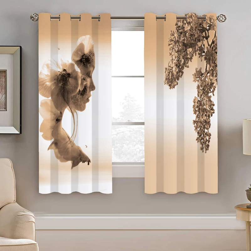 پرده نیروانا طرح چهره و گل مدل هازان کد 8694 سایز 140×200 سانتی متر